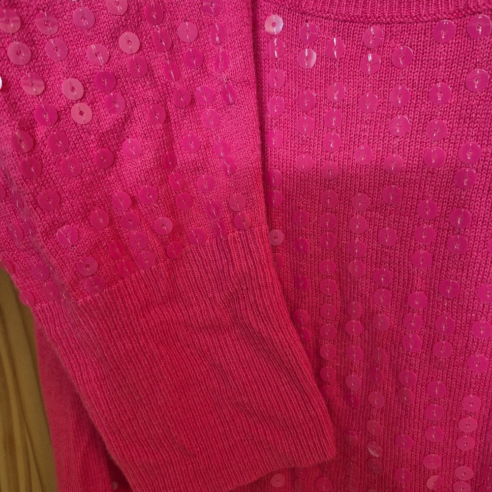 Candie's Raspberry Pink Sequin Sweater - Picture 5 of 5